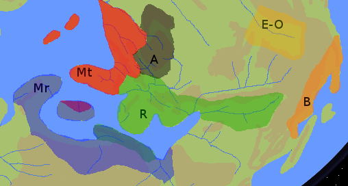 Sketch map of the distribution of the branches of Shapshiruckish languages